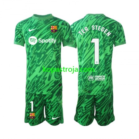 Billiga Fotbollströjor FC Barcelona Ter Stegen 1 Målvakt Barn Hemma tröja 2024/25 Kortärmad